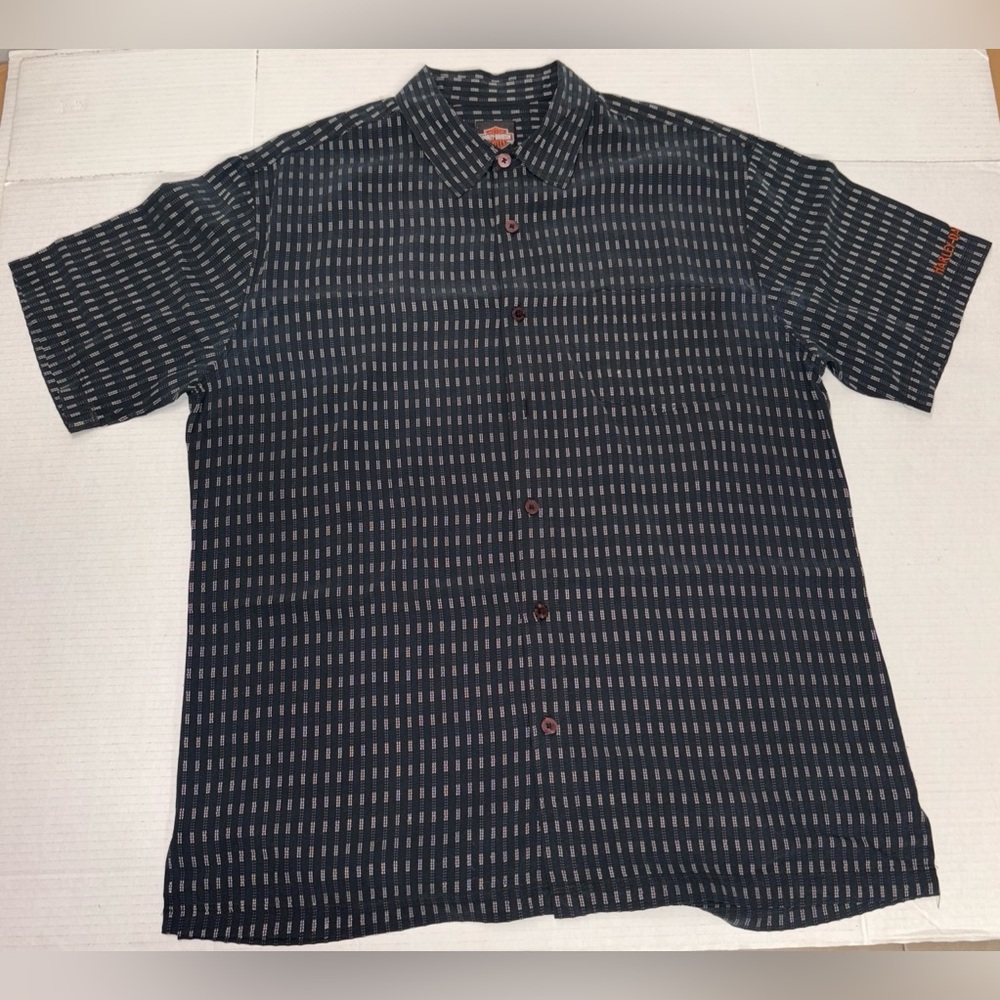 Harley Davidson Button Up Collared Breathable Fabric Size Large